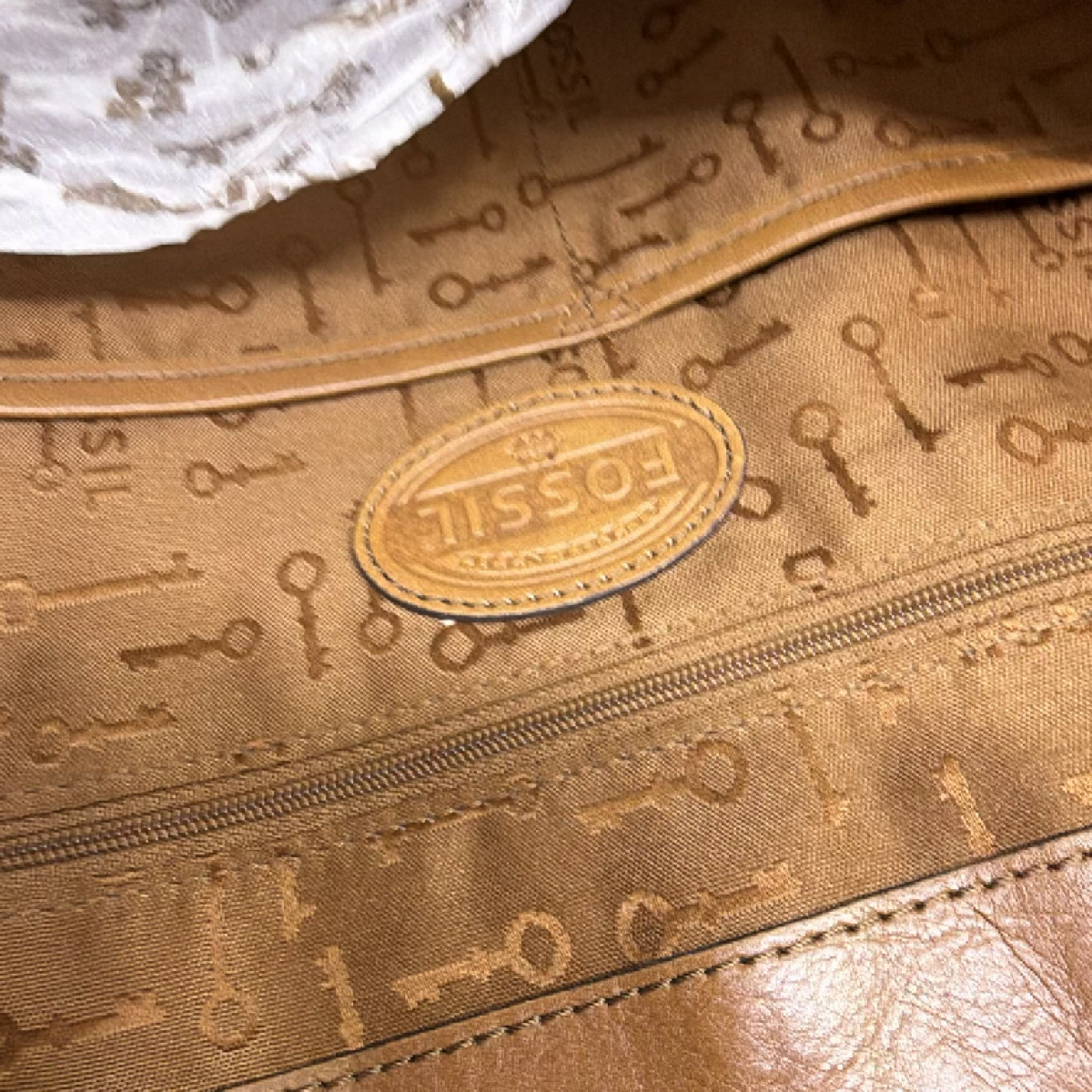 Fossil Brown Leather Turn-Lock Key Satchel