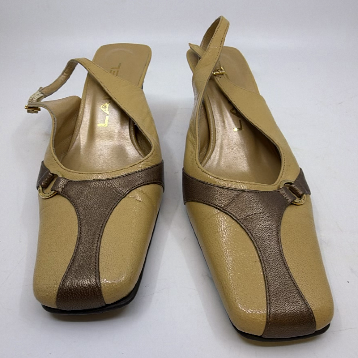 Lancel Slingback Pump Beige Leather JP 23
