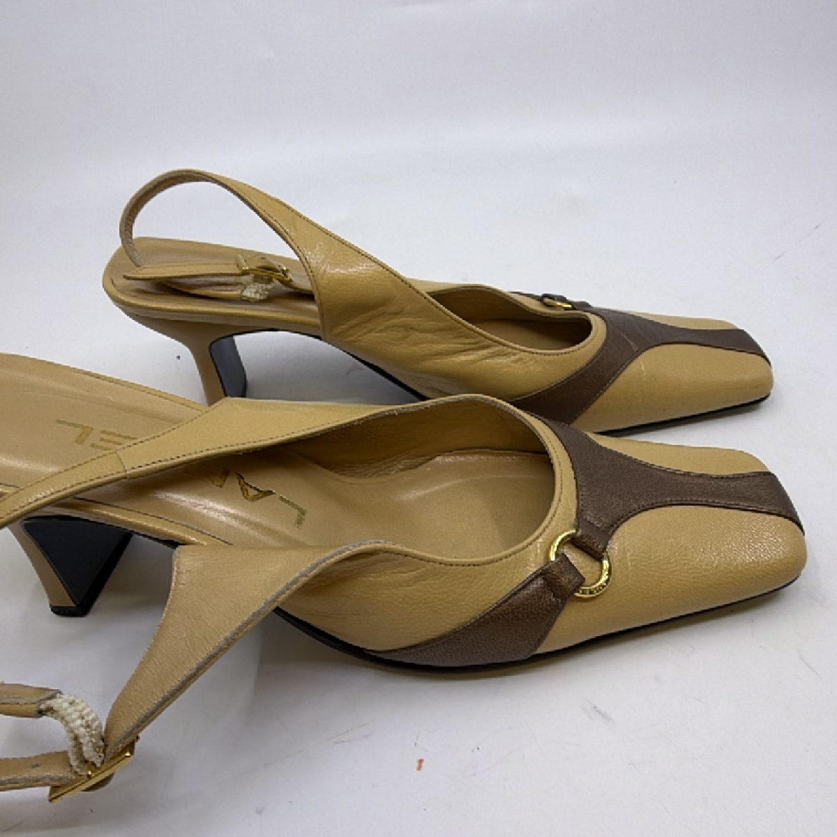 Lancel Slingback Pump Beige Leather JP 23