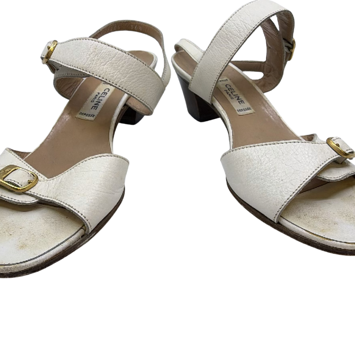 Celine Ankle Strap White Leather 36.5 Sandal