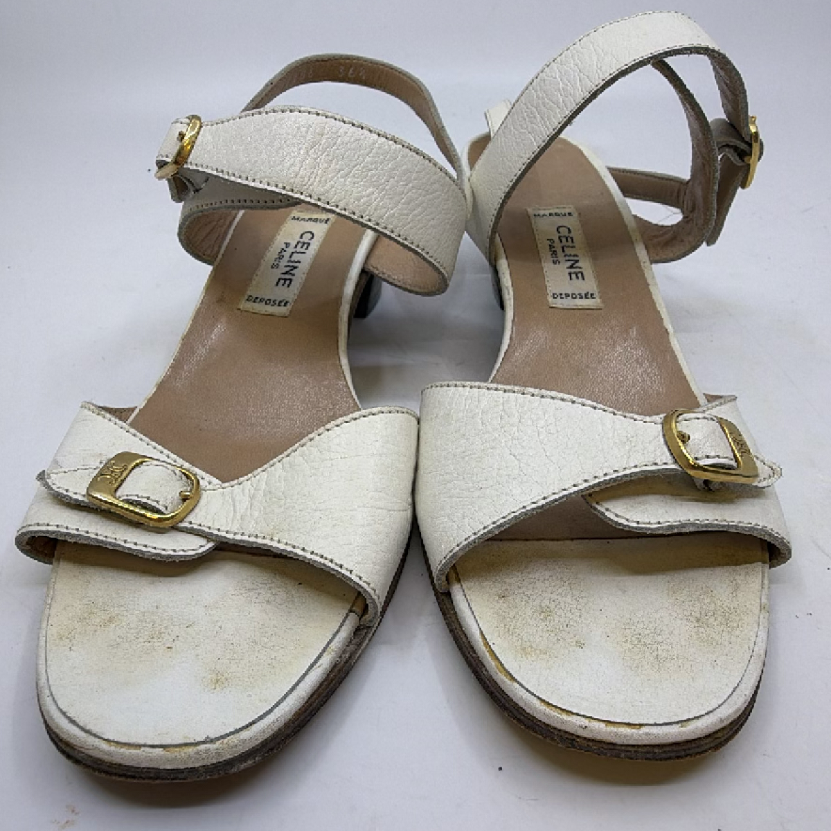 Celine Ankle Strap White Leather 36.5 Sandal