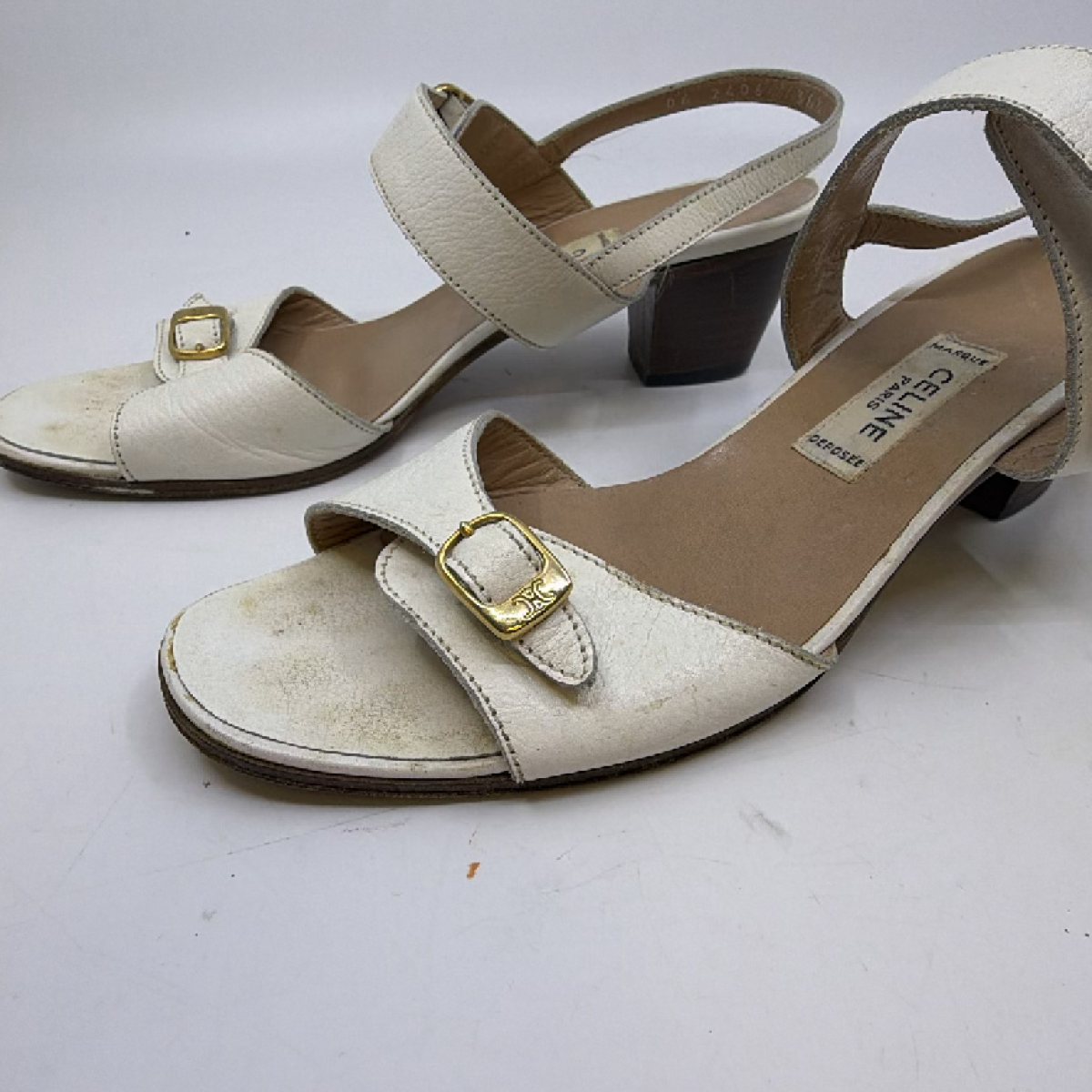 Celine Ankle Strap White Leather 36.5 Sandal