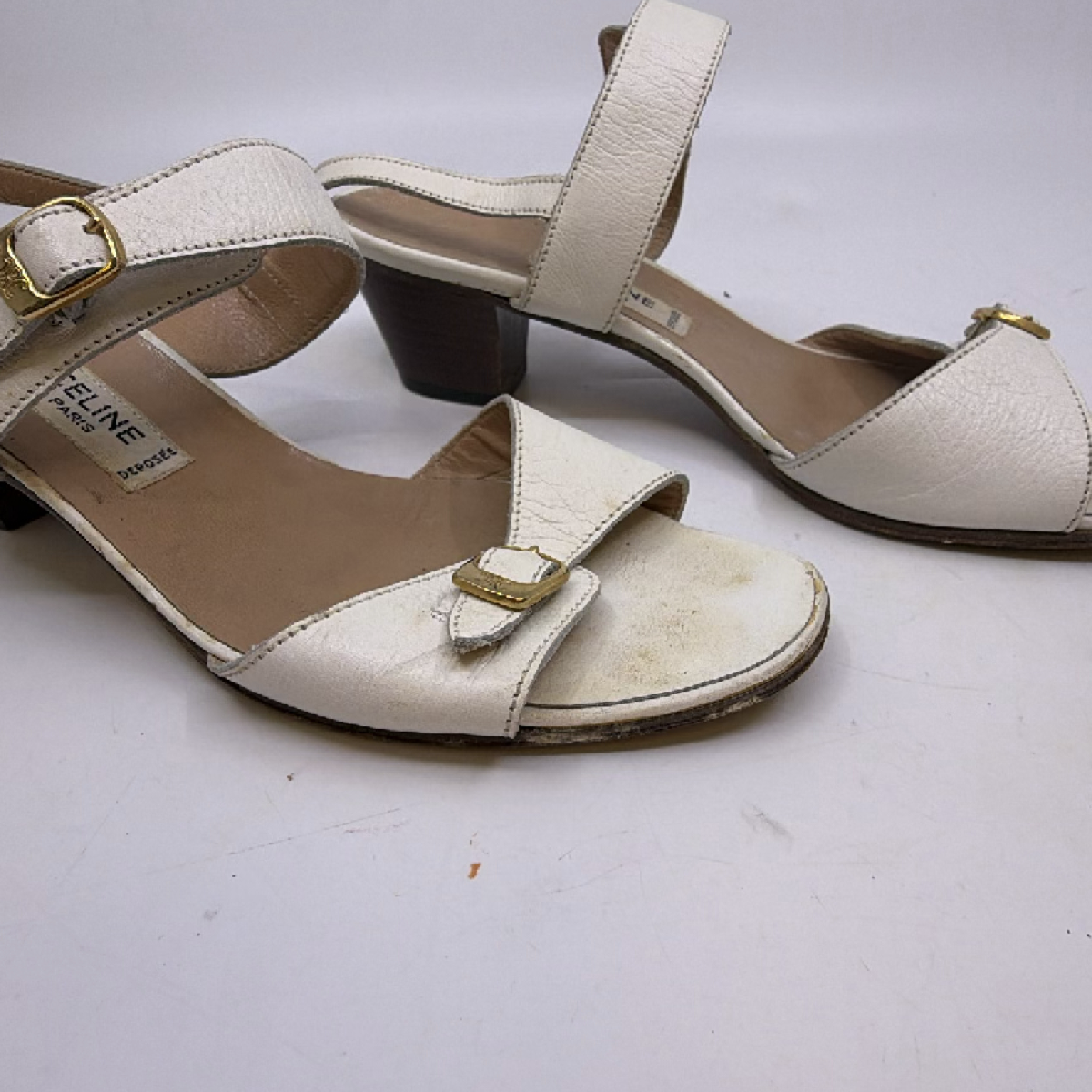 Celine Ankle Strap White Leather 36.5 Sandal