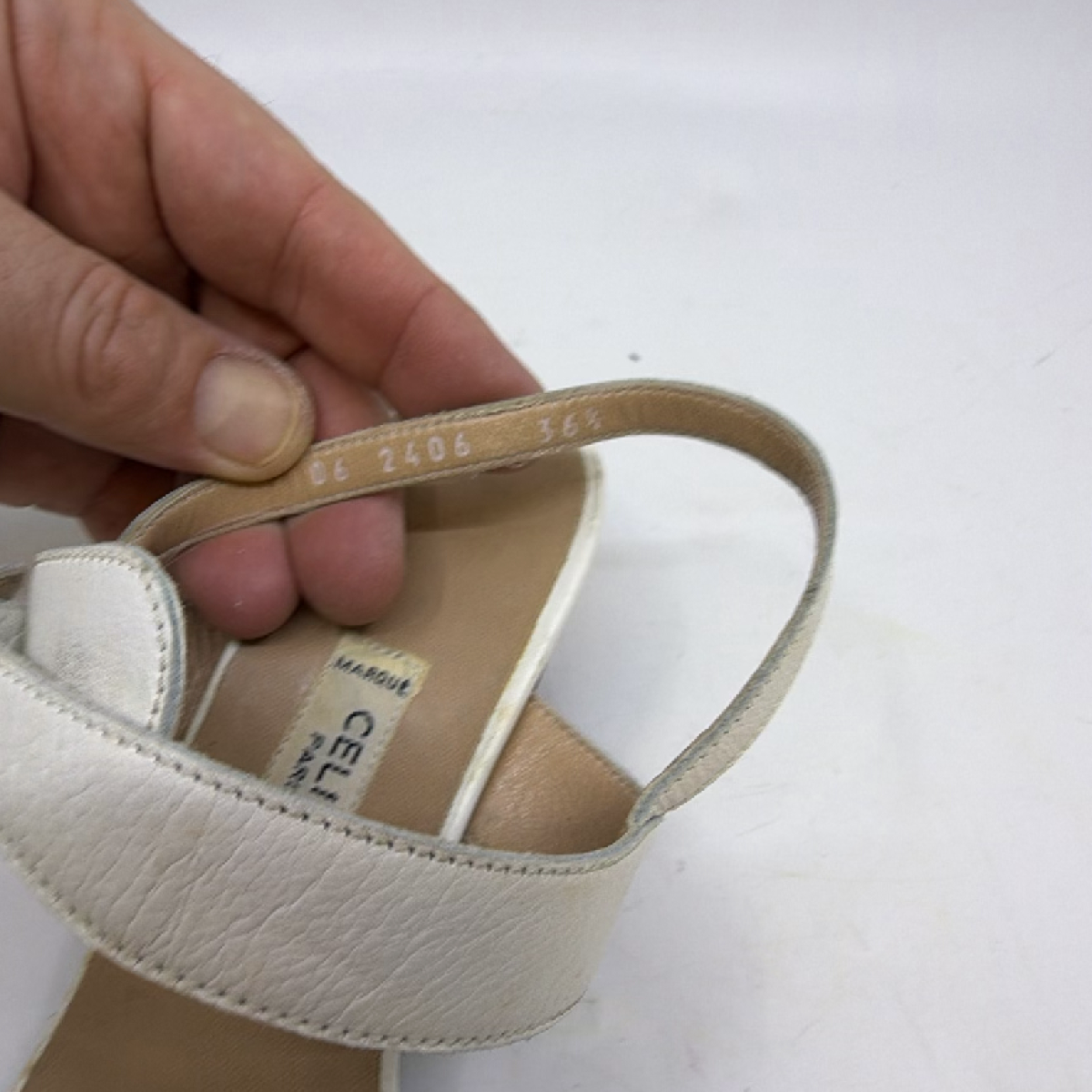 Celine Ankle Strap White Leather 36.5 Sandal