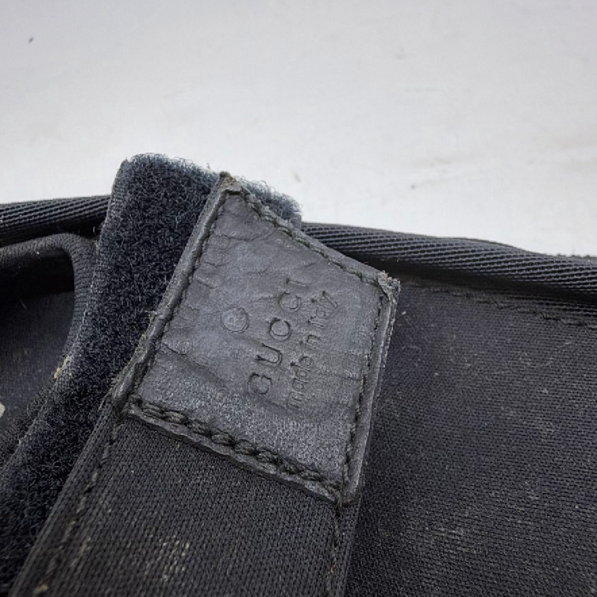 Gucci Black Textile Velcro Slip-On Shoe