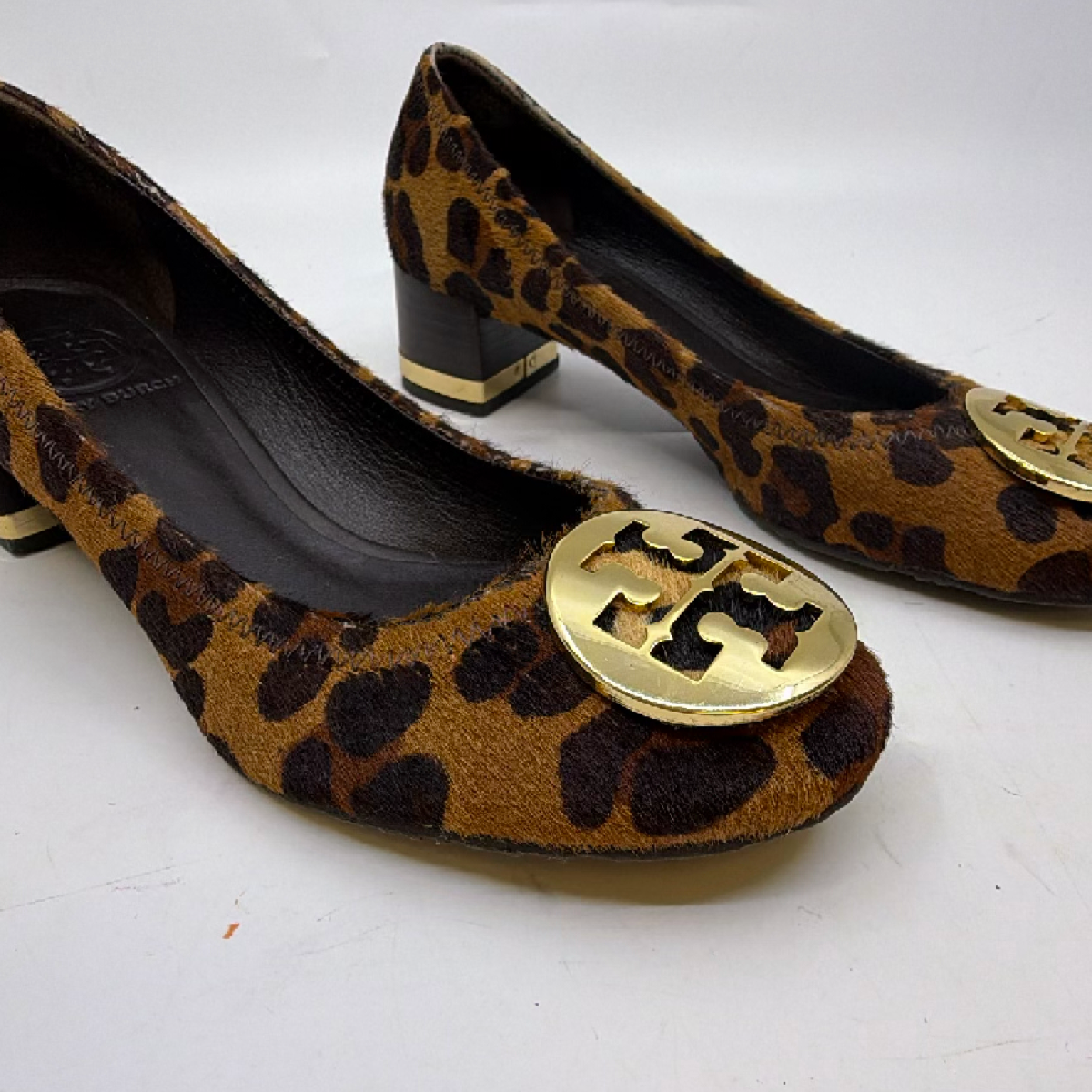 Tory Burch Leopard Calf Hair Block Heel Pump 6.5