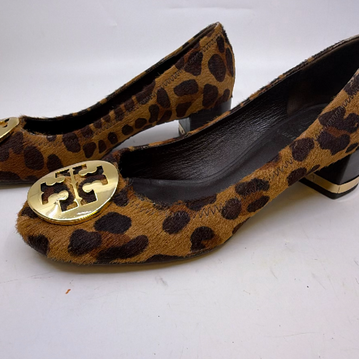 Tory Burch Leopard Calf Hair Block Heel Pump 6.5