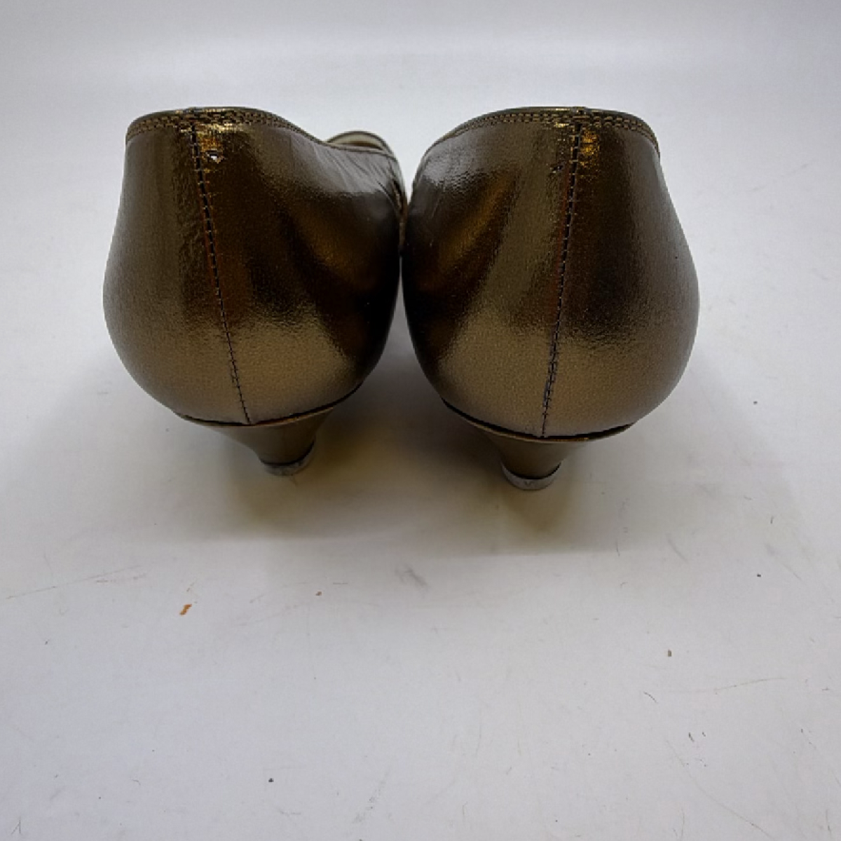 Lanvin Pointed Toe Kitten Heel Bronze Metallic Mesh Pump