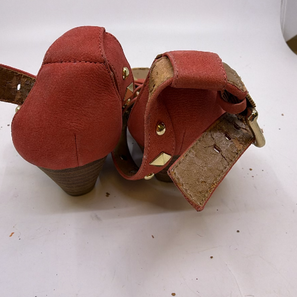 Coach Studded Wedge Red Suede Sandal 36