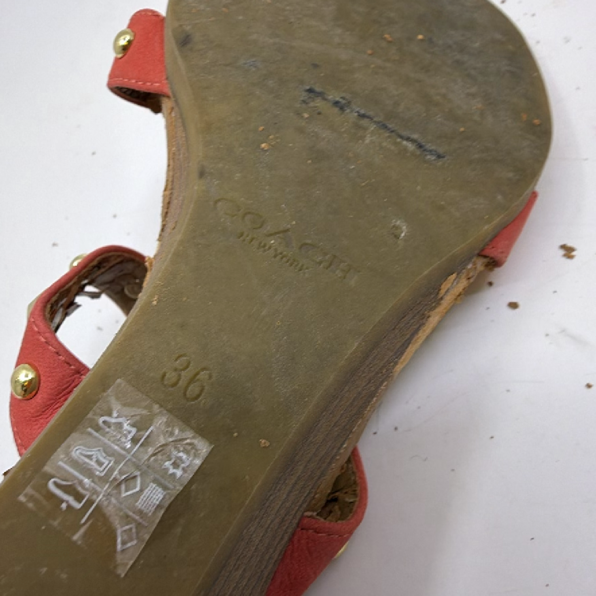 Coach Studded Wedge Red Suede Sandal 36