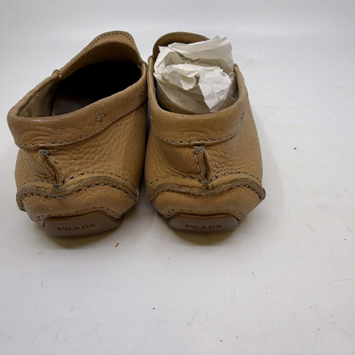 Prada Driving Loafer Tan Leather 37.5 Loafer