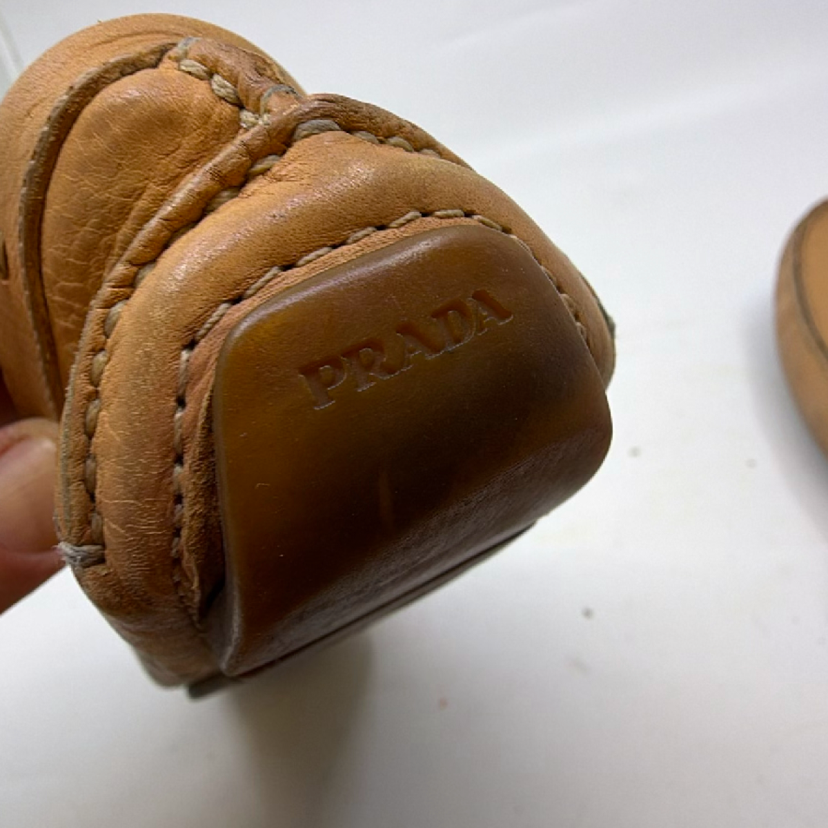 Prada Driving Loafer Tan Leather 37.5 Loafer