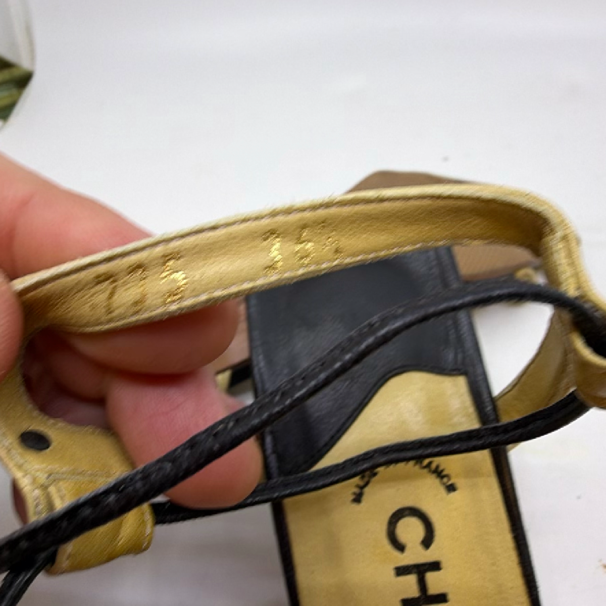 Chanel Black Beige Leather Square Toe Sandal 36.5