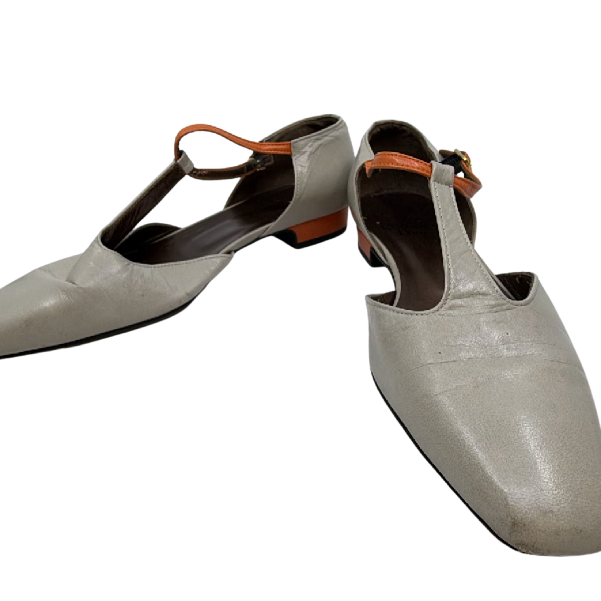 Christian Dior T-Strap Gray Leather 9.5 Flats