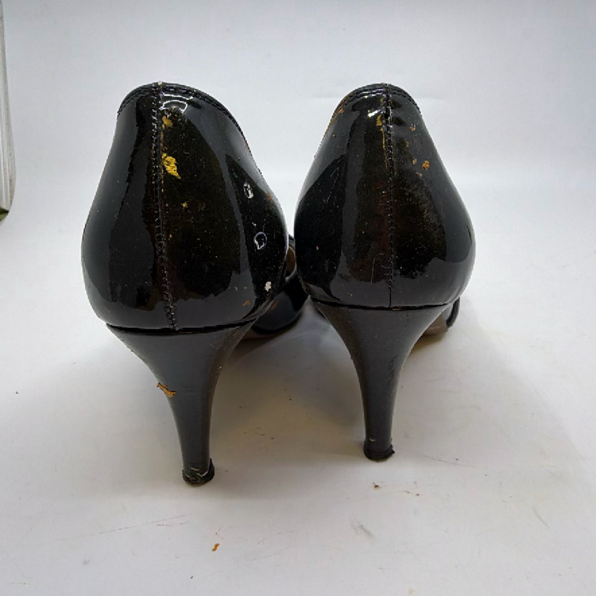 Lanvin Ruched Peep Toe Black Patent Leather Pump