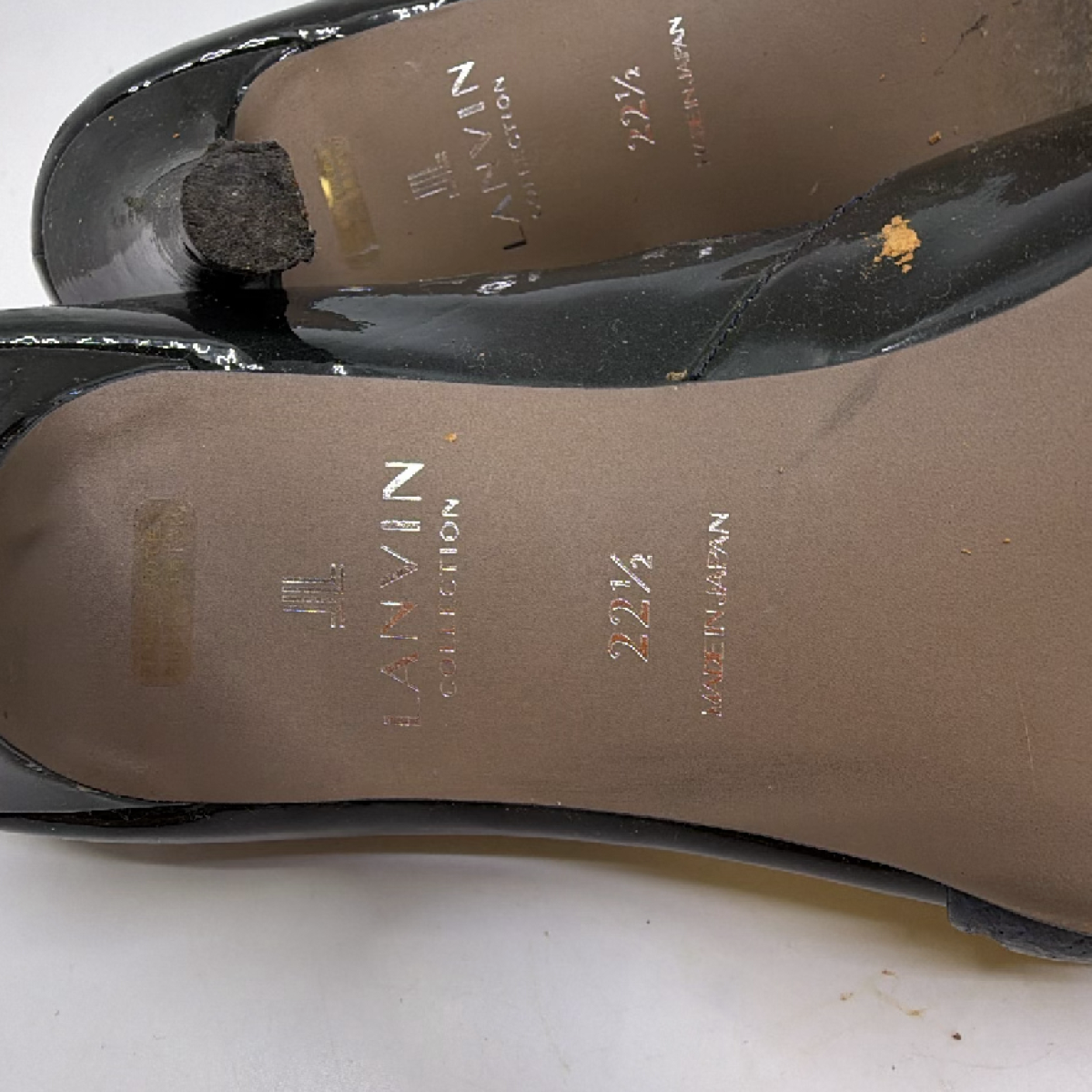 Lanvin Ruched Peep Toe Black Patent Leather Pump