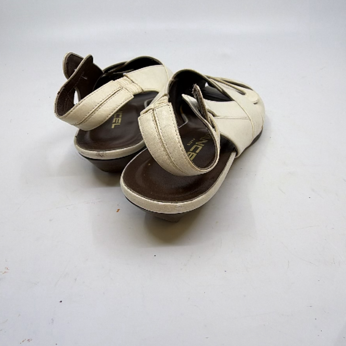 Lancel Cream Leather Slingback Sandal