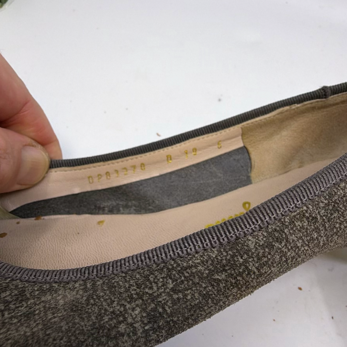 Salvatore Ferragamo Script Buckle Gray Textured Fabric Flat