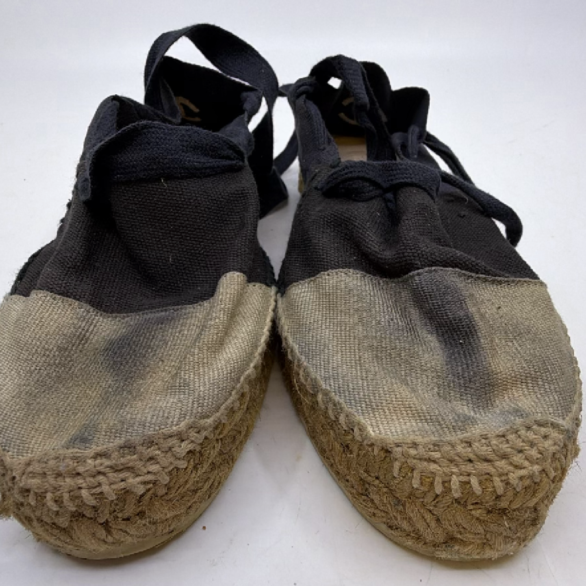 Chanel Lace-Up Espadrille Black Canvas Jute 36 Espadrille