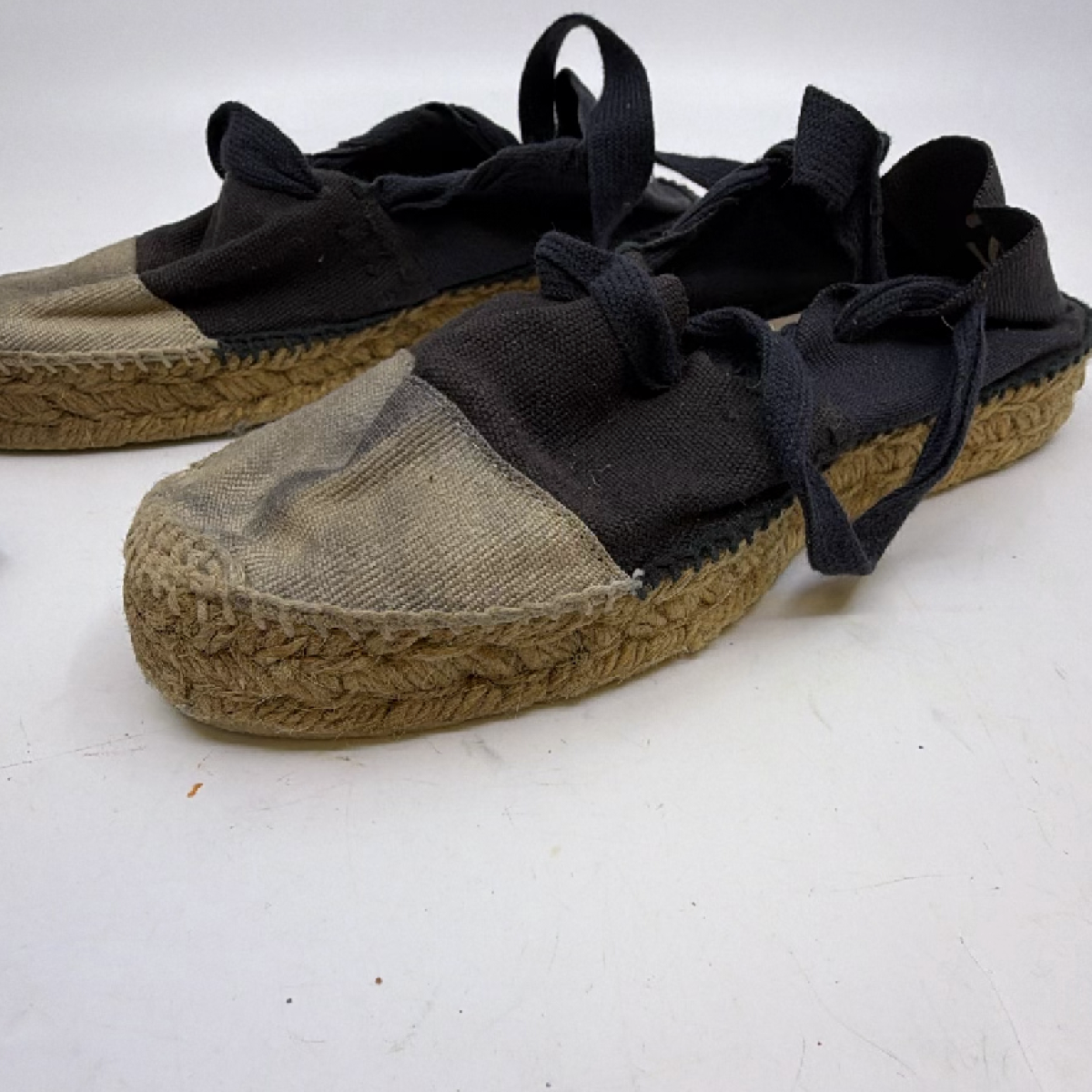 Chanel Lace-Up Espadrille Black Canvas Jute 36 Espadrille