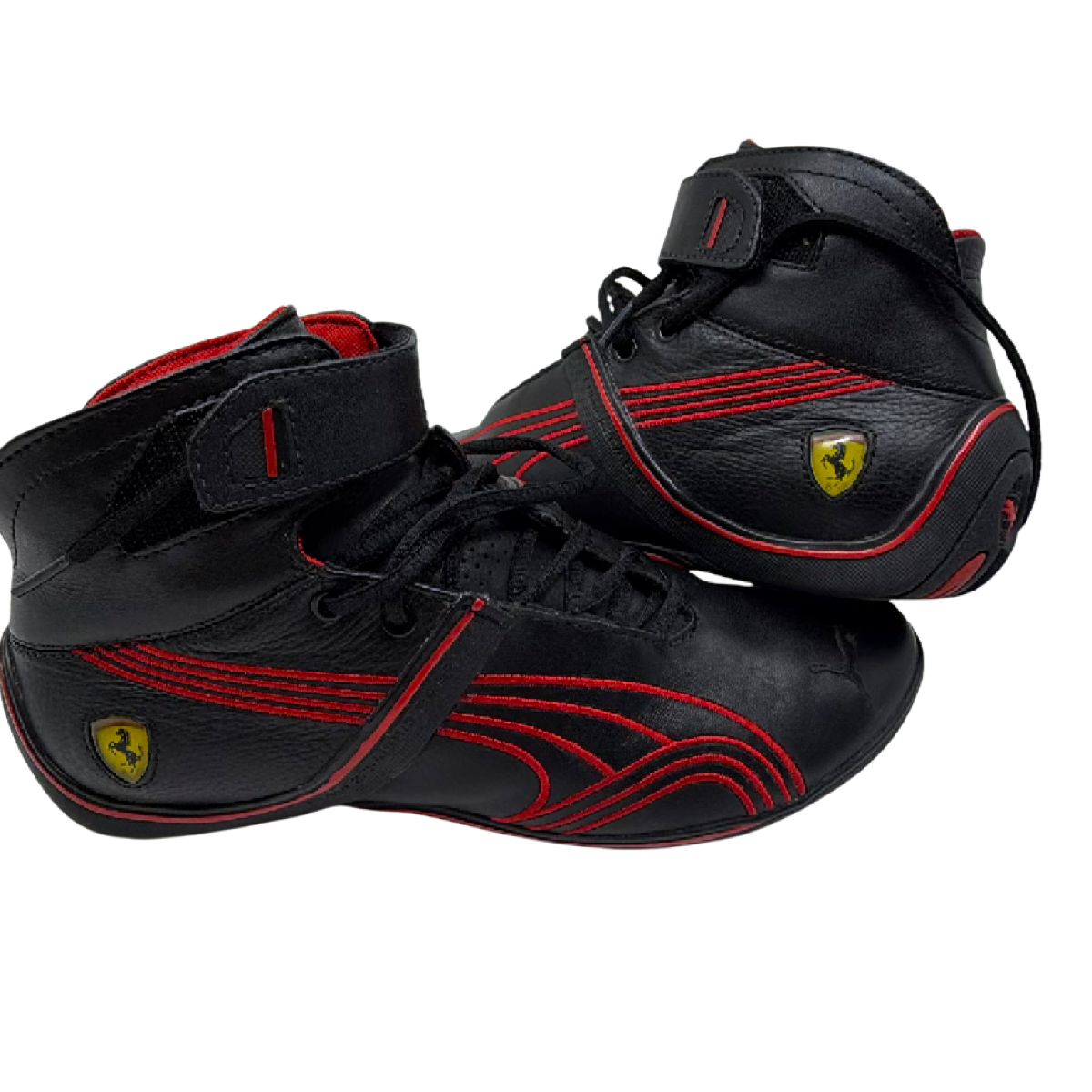 Puma Ferrari Mid-Top Driving Sneaker Black Leather US 6