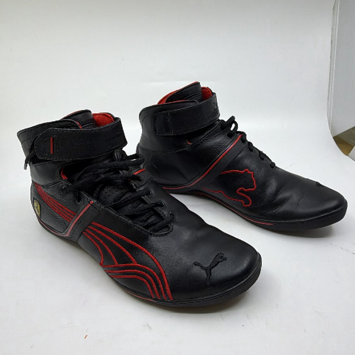 Puma Ferrari Mid-Top Driving Sneaker Black Leather US 6
