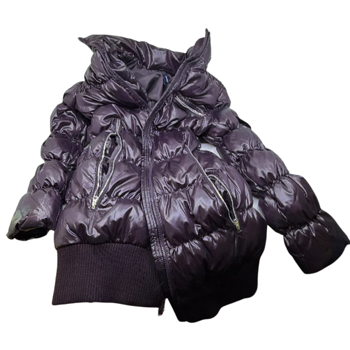 Gap Purple Shiny Nylon Puffer Jacket S