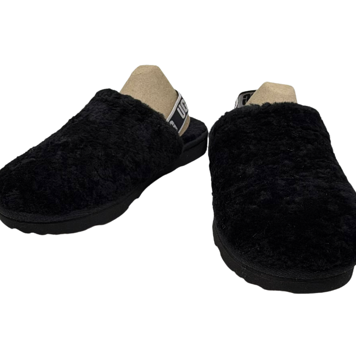 UGG Coquette Logo Strap Black Sheepskin Slipper