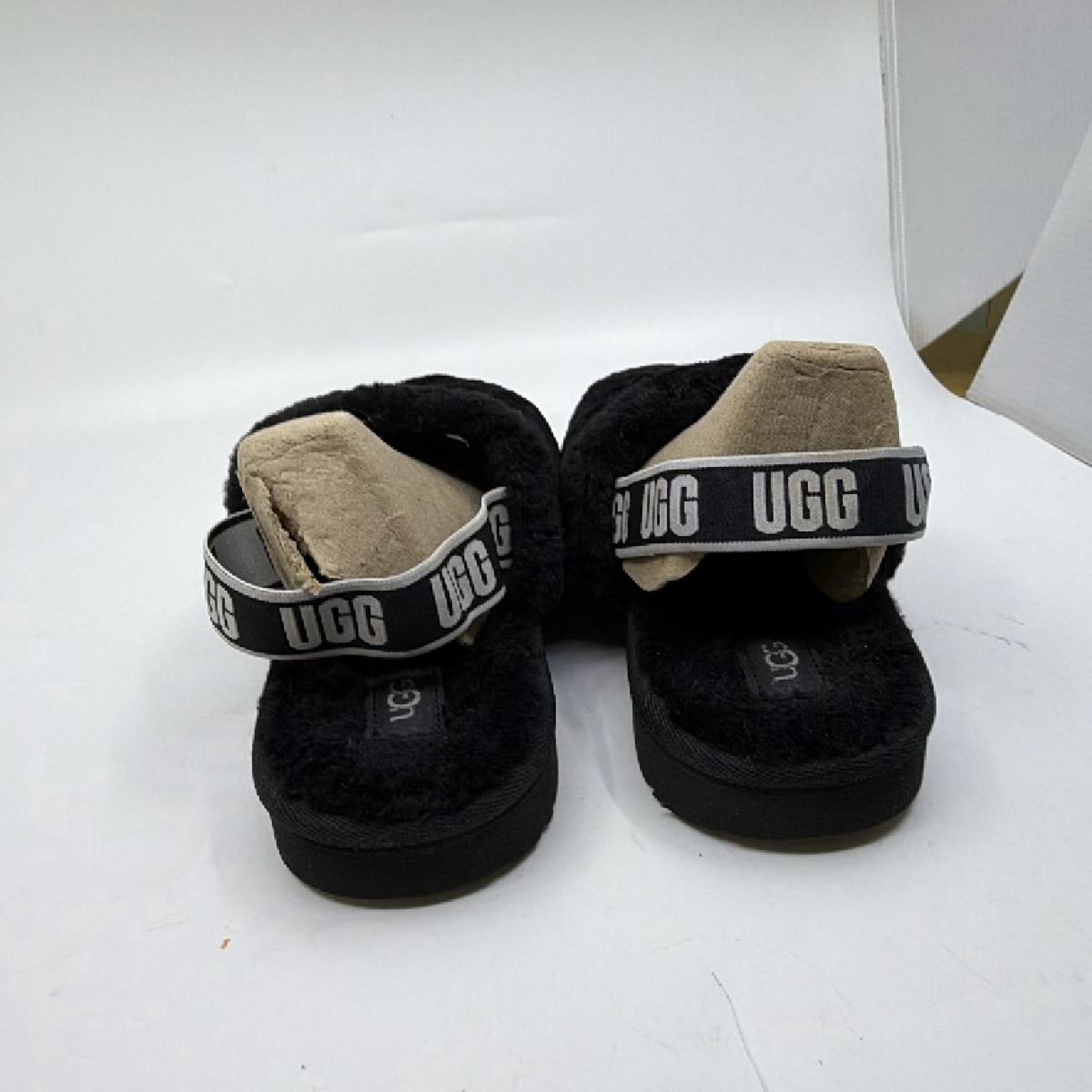UGG Coquette Logo Strap Black Sheepskin Slipper