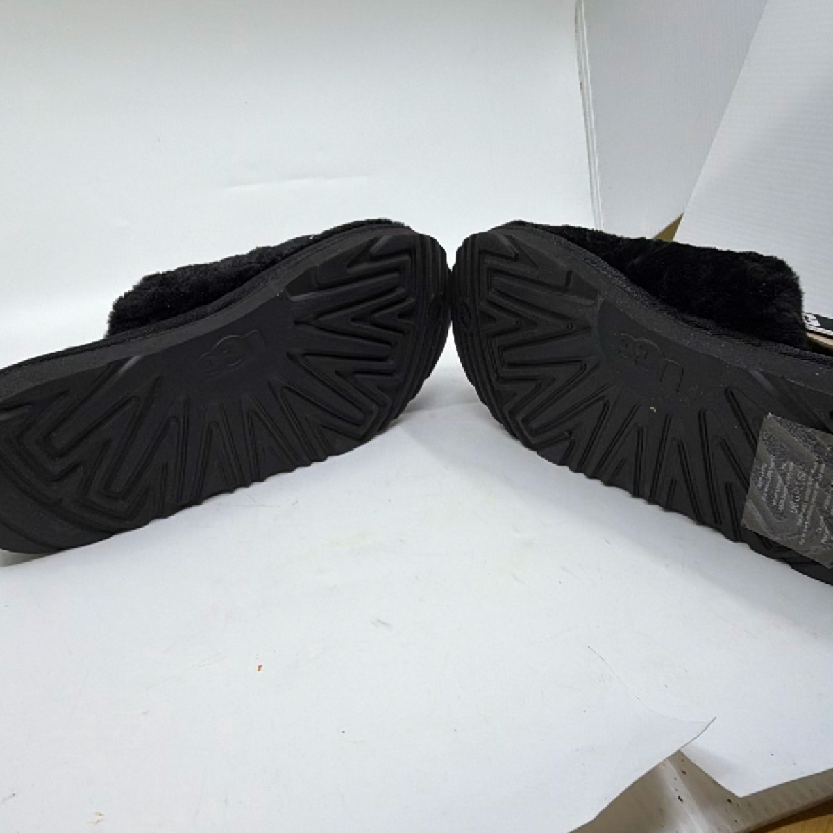 UGG Coquette Logo Strap Black Sheepskin Slipper