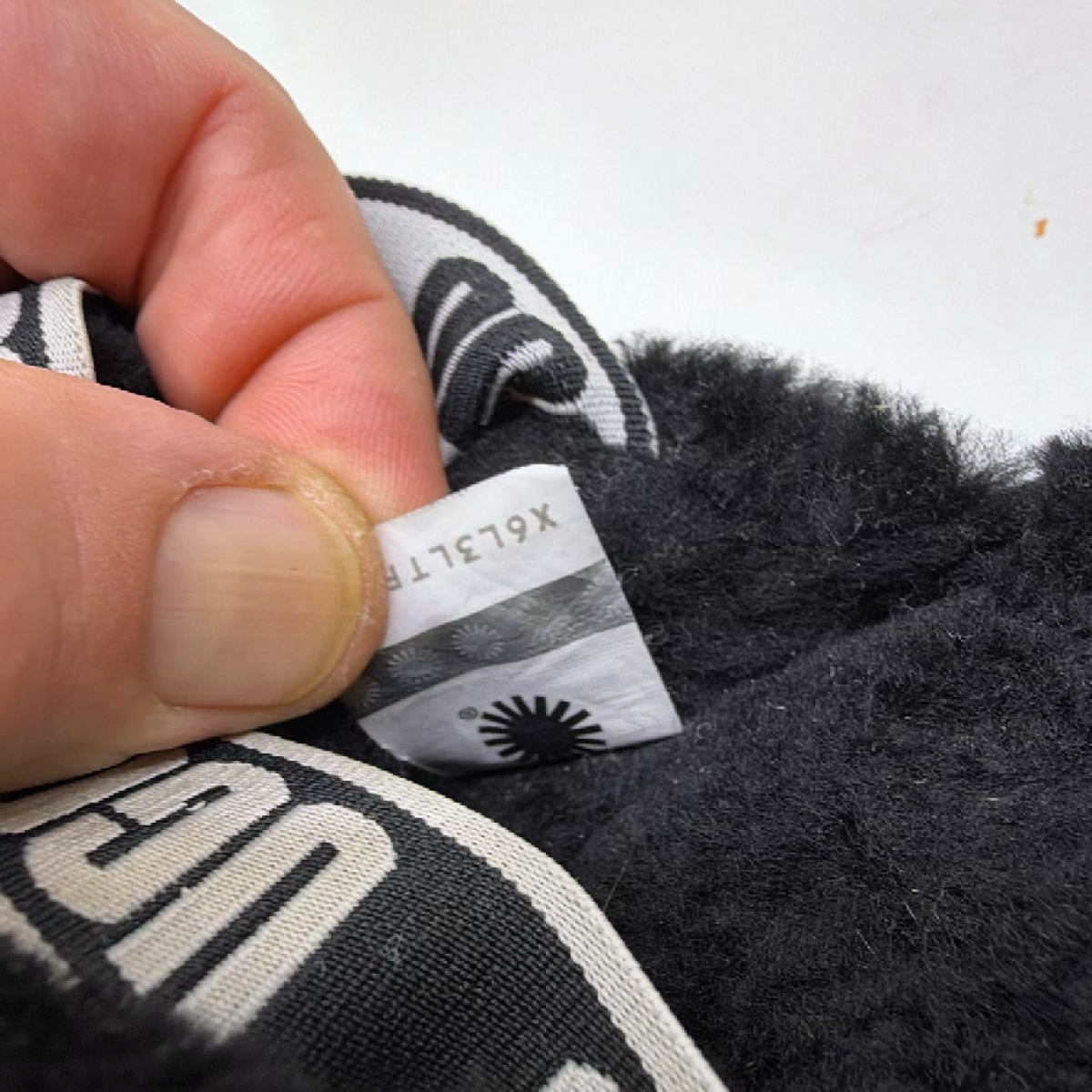 UGG Coquette Logo Strap Black Sheepskin Slipper