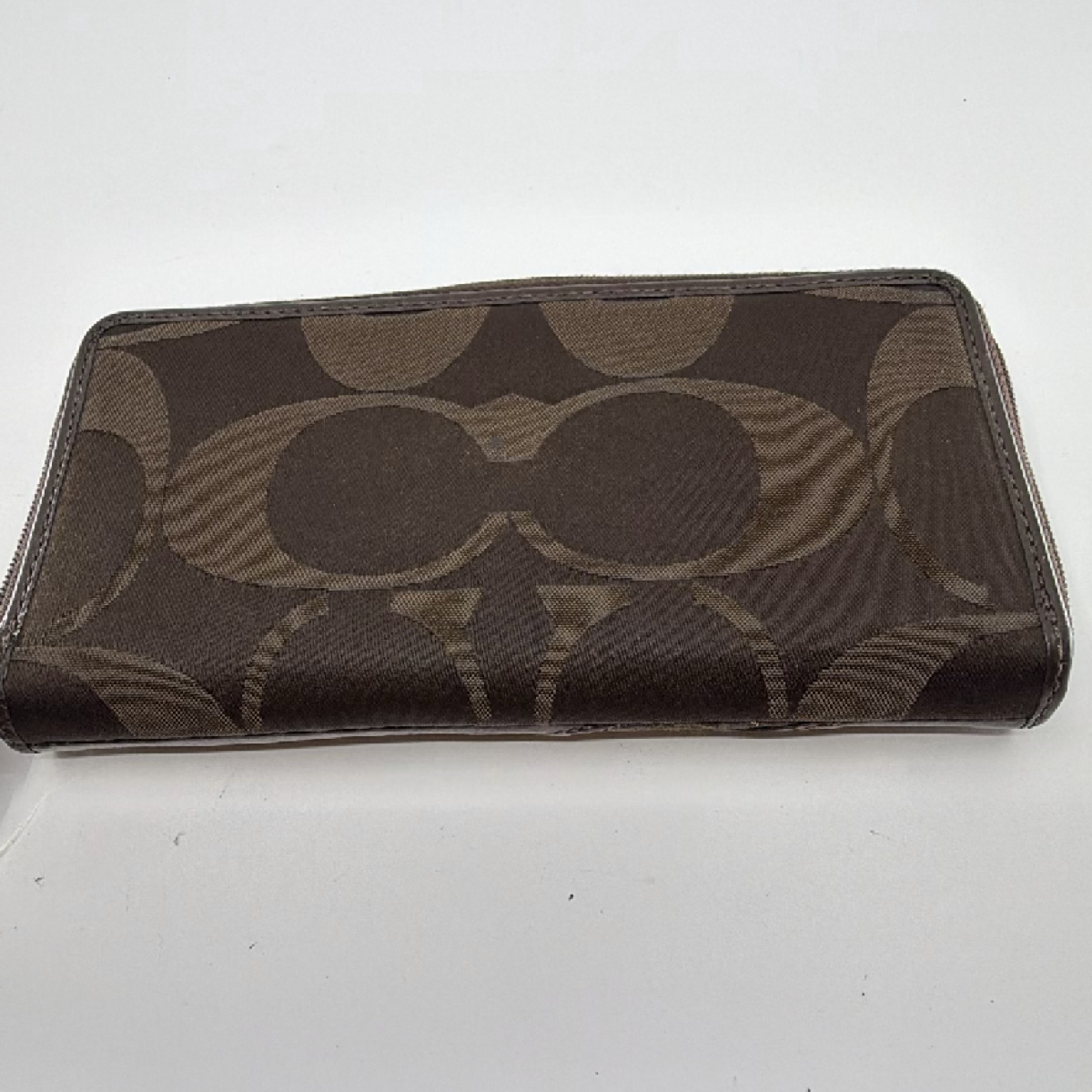 Coach Mixed Material Continental Brown Signature Canvas Leather Wallet