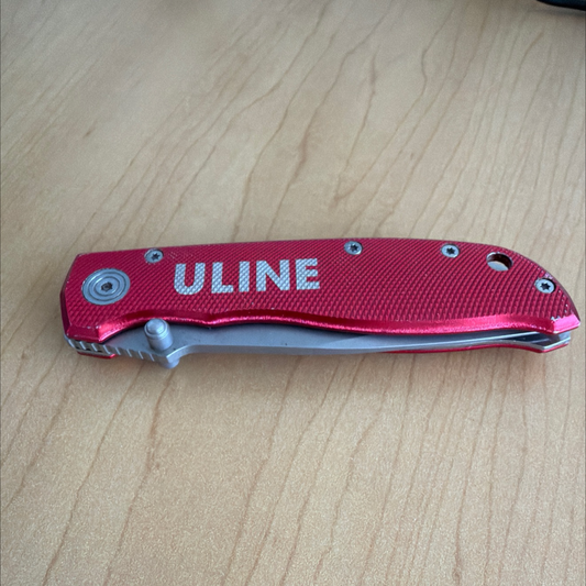ULINE Folding Utility Red Aluminum Handle Knife
