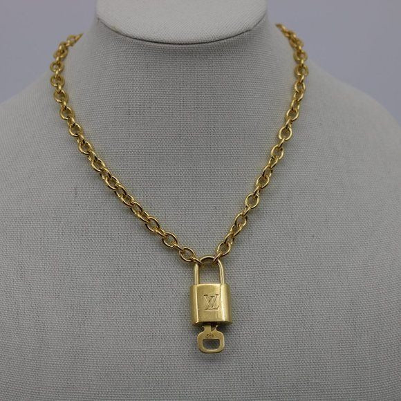 Louis Vuitton Gold Padlock & Key with Second-hand Necklace
