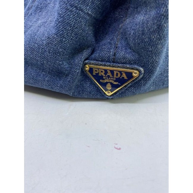 Prada Canapa Shoppers Tote Blue Denim Shoulder Bag