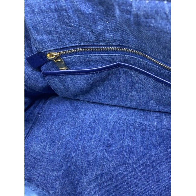 Prada Canapa Shoppers Tote Blue Denim Shoulder Bag