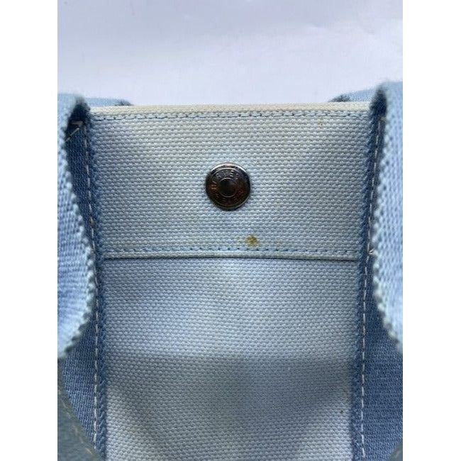 Hermes Deauville Toile Plage Mm Blue Cotton Tote
