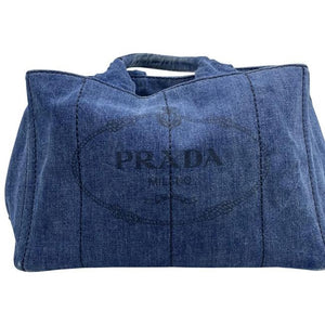 Prada Canapa Shoppers Tote Blue Denim Shoulder Bag