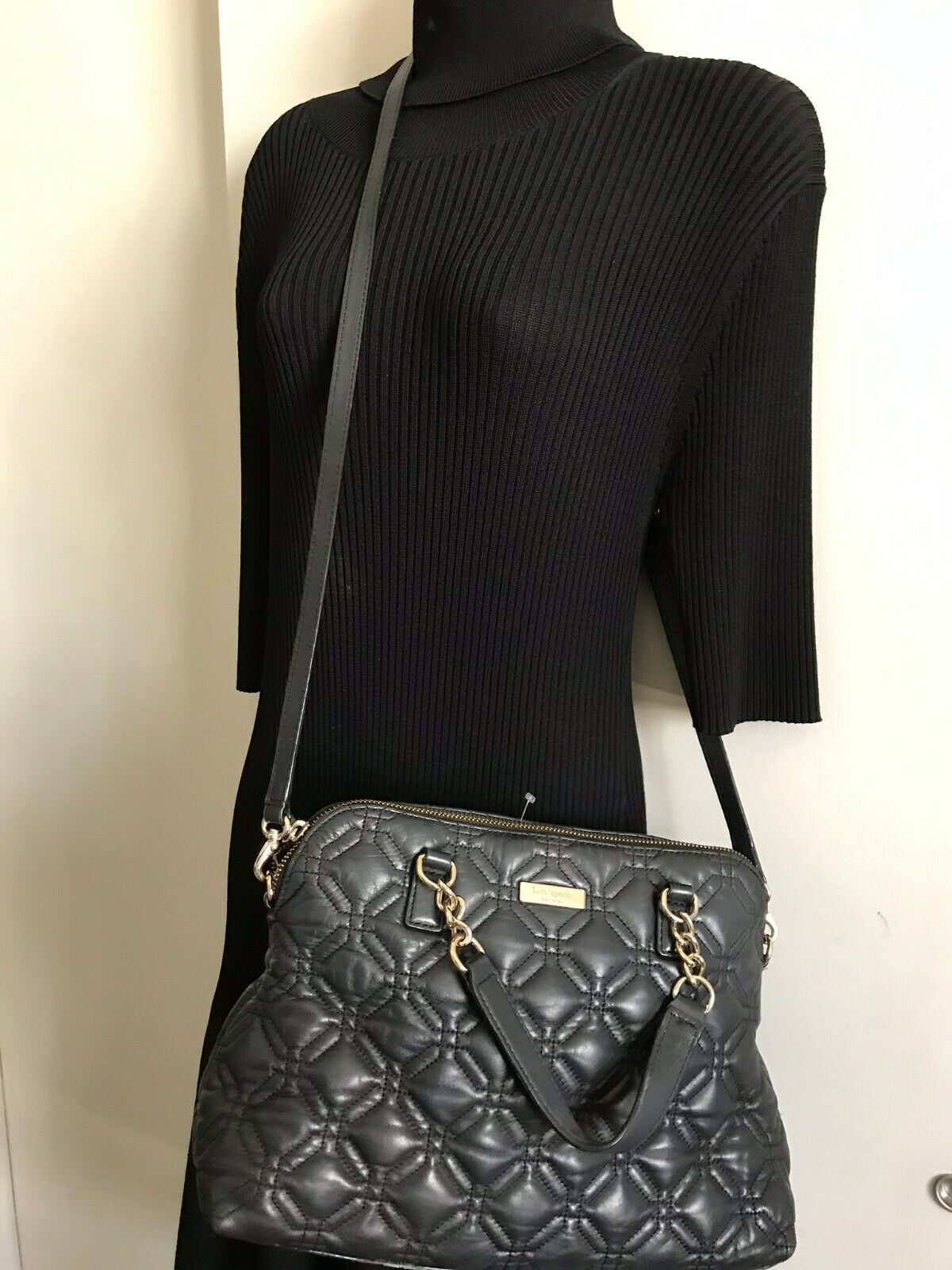 kate spade black cross body tote bag 