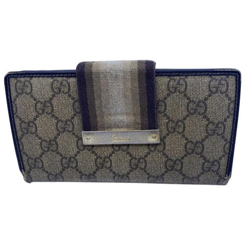 Gucci Brown Long Vintage Gg Web Wallet