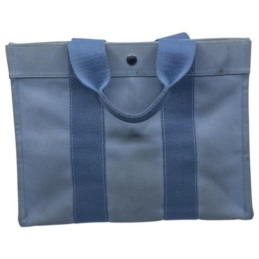 Hermes Deauville Toile Plage Mm Blue Cotton Tote