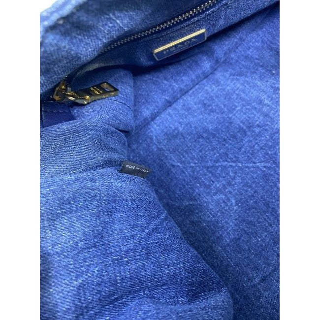 Prada Canapa Shoppers Tote Blue Denim Shoulder Bag
