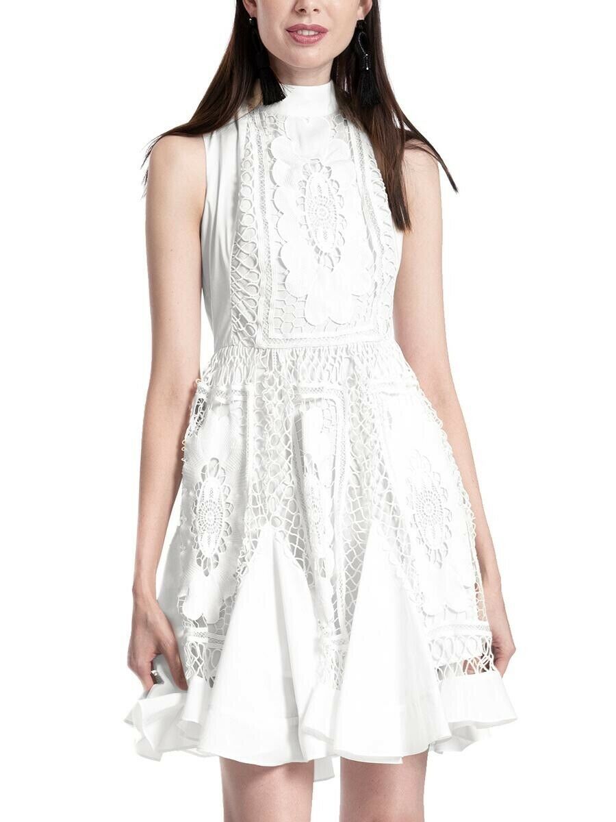 NWT! GRACIA White Crochet Detail Dress Small