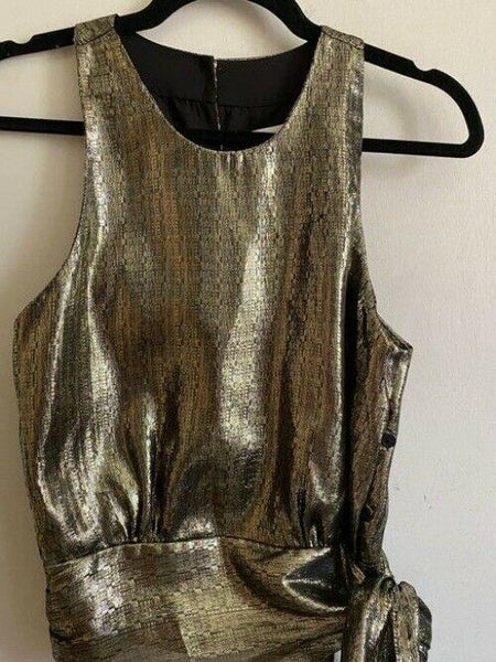 Milly gold black new women s foil msrp blouse