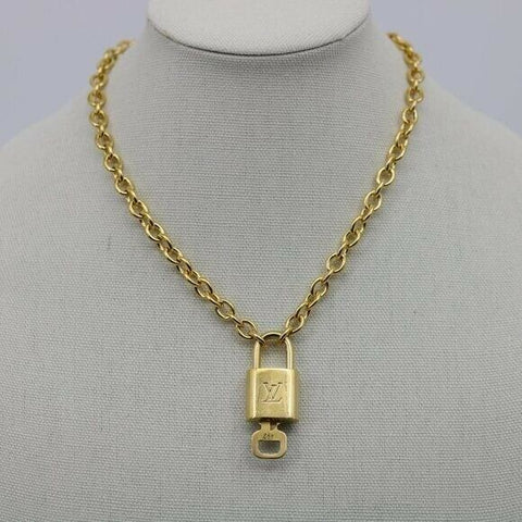 Louis Vuitton Gold Padlock & Key with Second-hand Necklace