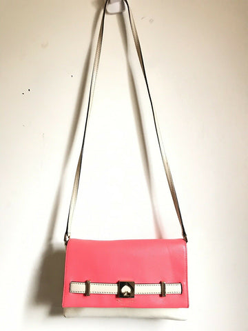 KATE SPADE Fuschia/ Cream Leather Crossbody