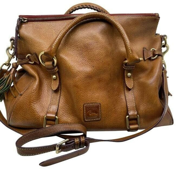 Dooney and Bourke w strap tan leather cross body bag