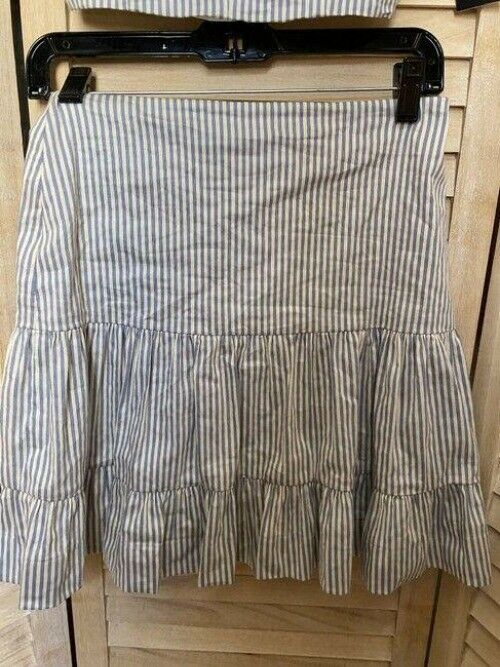 Nicole Miller blue white new stripe cotton crop two piece set msrp