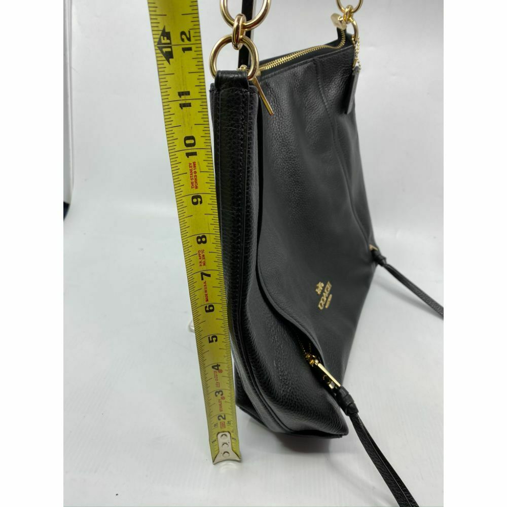 Coach Black Leather Classic Tote Bag Multiple Compartments