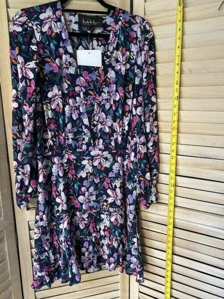 Nicole Miller White Pink Blue New Floral Mini Msrp Mid Length Short Casual Dress